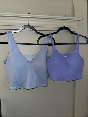Klassy Network Bundle Soft Lavender Ribbed Crop Top + Blue Knit Crop Top XL